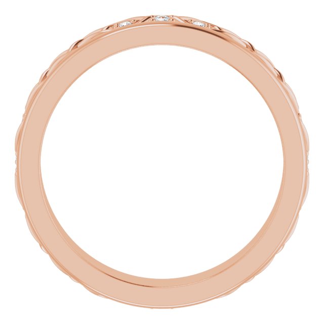14K Gold Round Natural Diamond Celtic-Inspired Eternity Band - Rose Gold - view 2