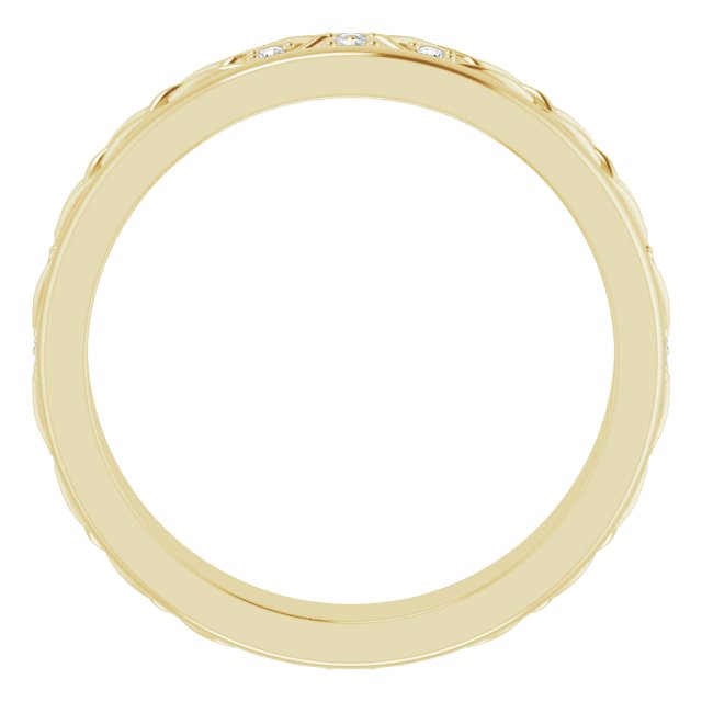 14K Gold Round Natural Diamond Celtic-Inspired Eternity Band - Yellow Gold - view 2