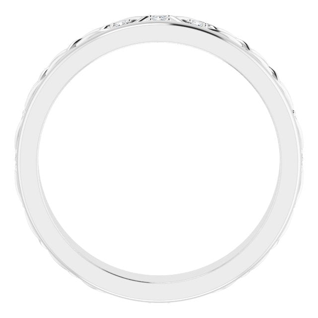 Platinum Round Natural Diamond Celtic-Inspired Eternity Band - view 2