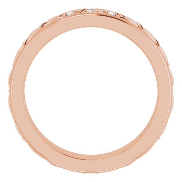 14K Gold Round Natural Diamond Celtic-Inspired Eternity Band - Rose Gold - view 2