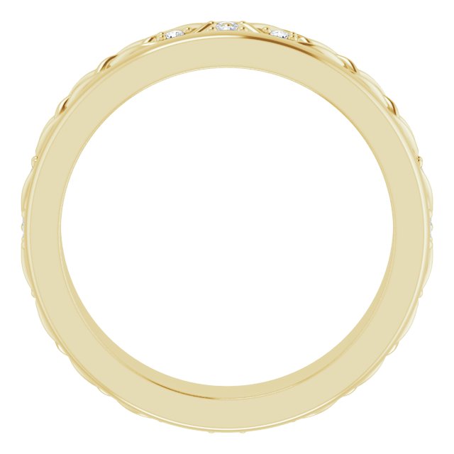 14K Gold Round Natural Diamond Celtic-Inspired Eternity Band - Yellow Gold - view 2