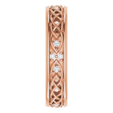 14K Gold Round Natural Diamond Celtic-Inspired Eternity Band - Rose Gold - view 4