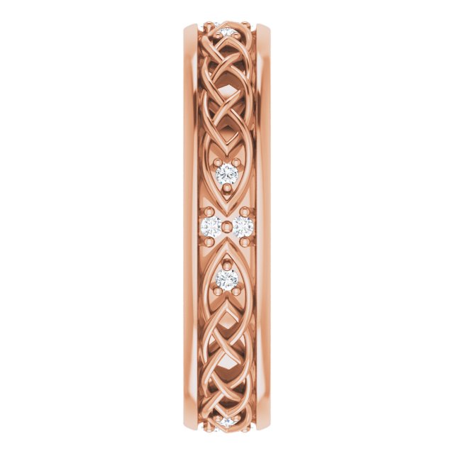 14K Gold Round Natural Diamond Celtic-Inspired Eternity Band - Rose Gold - view 4