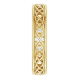 14K Gold Round Natural Diamond Celtic-Inspired Eternity Band - Yellow Gold - view 4