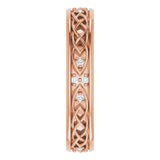 14K Gold Round Natural Diamond Celtic-Inspired Eternity Band - Rose Gold - view 4