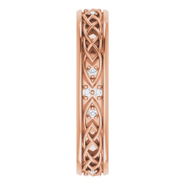 14K Gold Round Natural Diamond Celtic-Inspired Eternity Band - Rose Gold - view 4