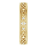 14K Gold Round Natural Diamond Celtic-Inspired Eternity Band - Yellow Gold - view 4