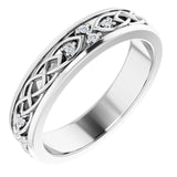 Platinum Round Natural Diamond Celtic-Inspired Eternity Band