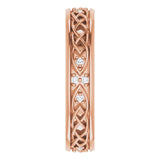 14K Gold Round Natural Diamond Celtic-Inspired Eternity Band - Rose Gold - view 4