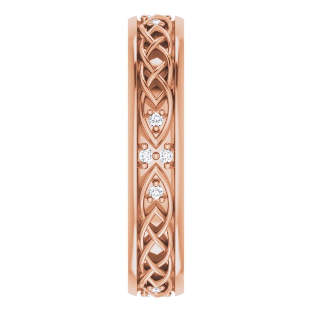 14K Gold Round Natural Diamond Celtic-Inspired Eternity Band - Rose Gold - view 4