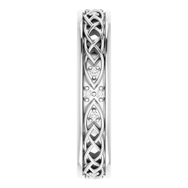Platinum Round Natural Diamond Celtic-Inspired Eternity Band - view 4