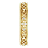 14K Gold Round Natural Diamond Celtic-Inspired Eternity Band - Yellow Gold - view 4