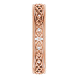 14K Gold Round Natural Diamond Celtic-Inspired Eternity Band - Rose Gold - view 4