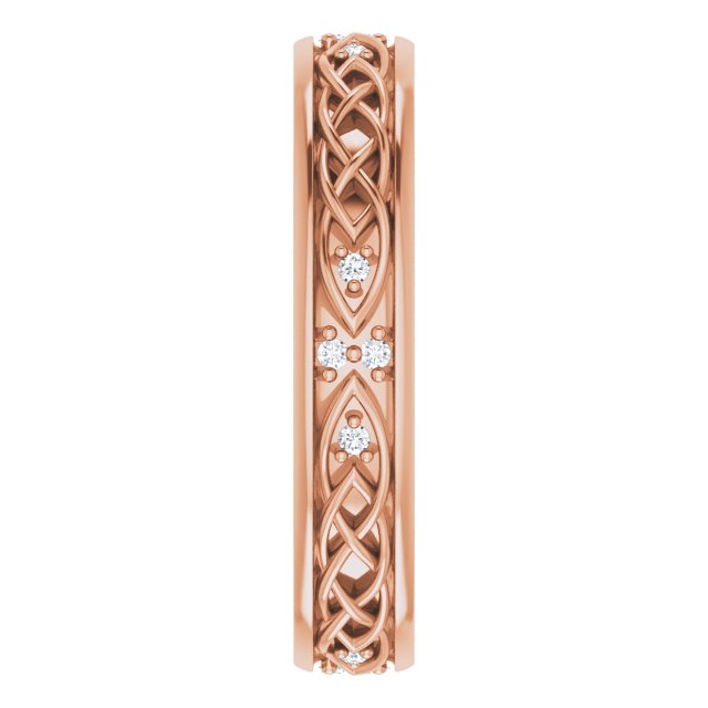 14K Gold Round Natural Diamond Celtic-Inspired Eternity Band - Rose Gold - view 4