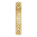 14K Gold Round Natural Diamond Celtic-Inspired Eternity Band - Yellow Gold - view 4