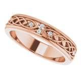 14K Gold Round Natural Diamond Celtic-Inspired Eternity Band - Rose Gold - view 5
