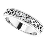 14K Gold Round Natural Diamond Celtic-Inspired Eternity Band - White Gold - view 5