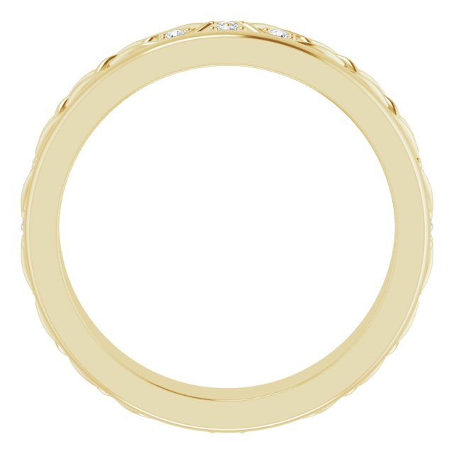 14K Gold Round Natural Diamond Celtic-Inspired Eternity Band - Yellow Gold - view 2