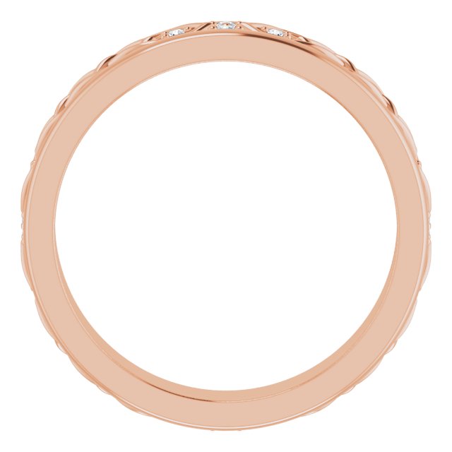 14K Gold Round Natural Diamond Celtic-Inspired Eternity Band - Rose Gold - view 2