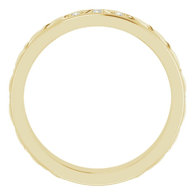 14K Gold Round Natural Diamond Celtic-Inspired Eternity Band - Yellow Gold - view 2