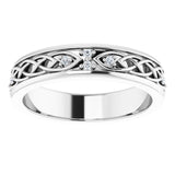 14K Gold Round Natural Diamond Celtic-Inspired Eternity Band - White Gold - view 3