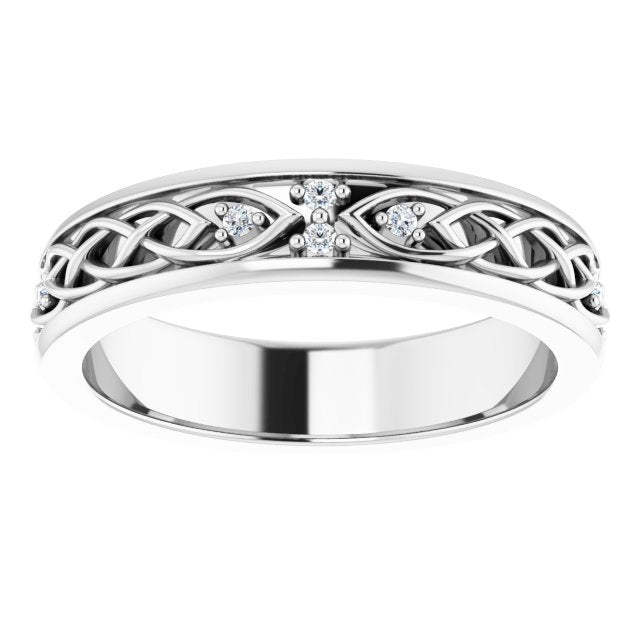 14K Gold Round Natural Diamond Celtic-Inspired Eternity Band - White Gold - view 3