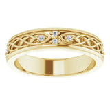 14K Gold Round Natural Diamond Celtic-Inspired Eternity Band - Yellow Gold - view 3