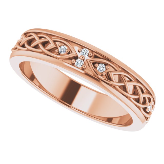 14K Gold Round Natural Diamond Celtic-Inspired Eternity Band - Rose Gold - view 5
