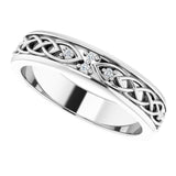 14K Gold Round Natural Diamond Celtic-Inspired Eternity Band - White Gold - view 5