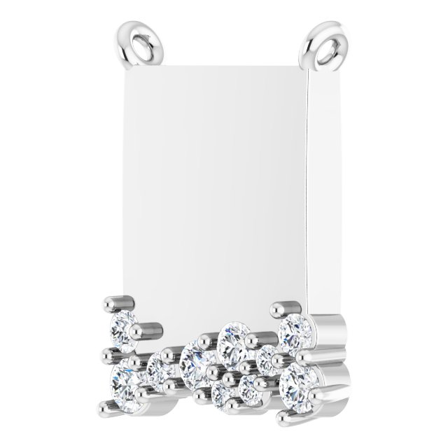 Platinum Round Lab-Grown Diamond Engravable Accented Necklace - view 2