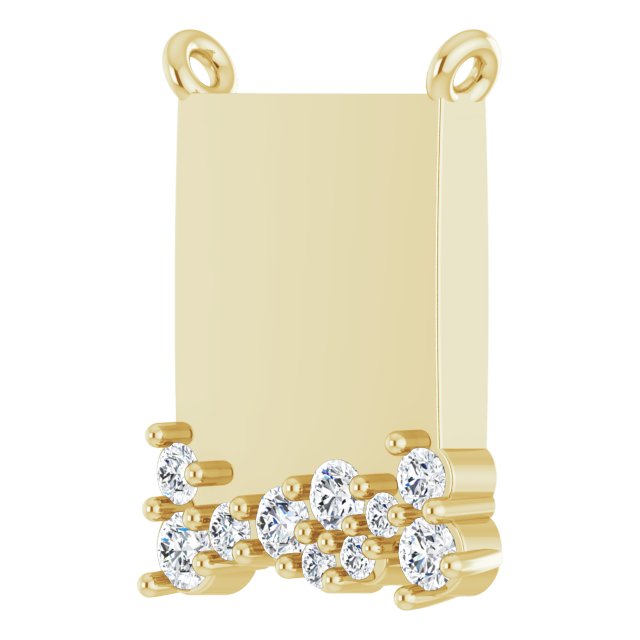 14K Gold Round Lab-Grown Diamond Engravable Accented Necklace - Yellow Gold - view 2