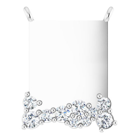 Platinum Round Lab-Grown Diamond Engravable Accented Necklace