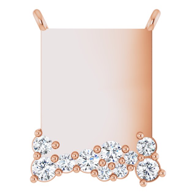 14K Gold Round Lab-Grown Diamond Engravable Accented Necklace - Rose Gold
