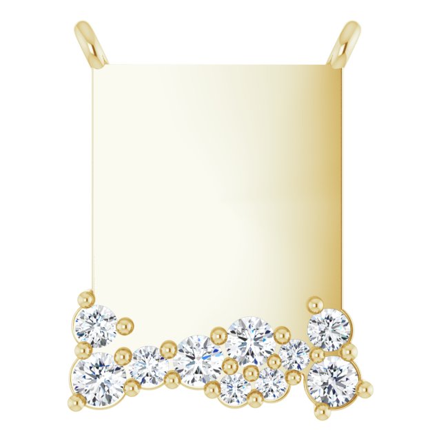 14K Gold Round Lab-Grown Diamond Engravable Accented Necklace - Yellow Gold