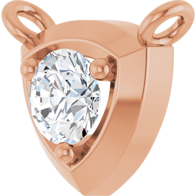 14K Gold Round Natural Diamond Solitaire Necklace – up to 1/10 CTW - Rose Gold - view 2