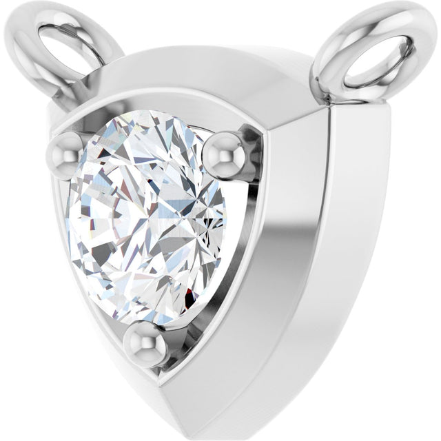 14K Gold Round Natural Diamond Solitaire Necklace – up to 1/10 CTW - White Gold - view 2