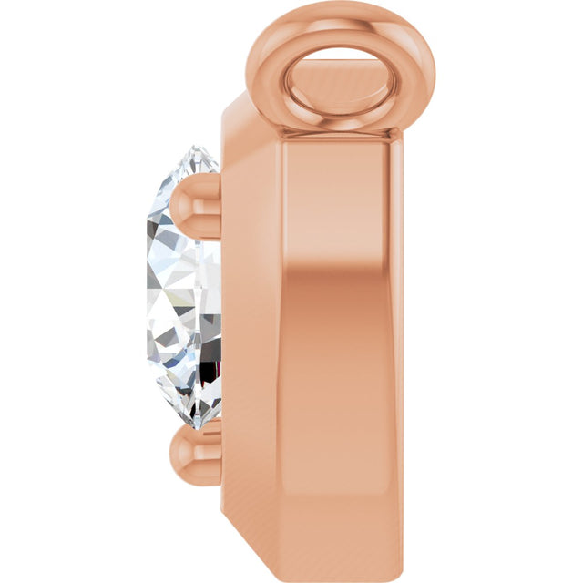 14K Gold Round Natural Diamond Solitaire Necklace – up to 1/10 CTW - Rose Gold - view 3