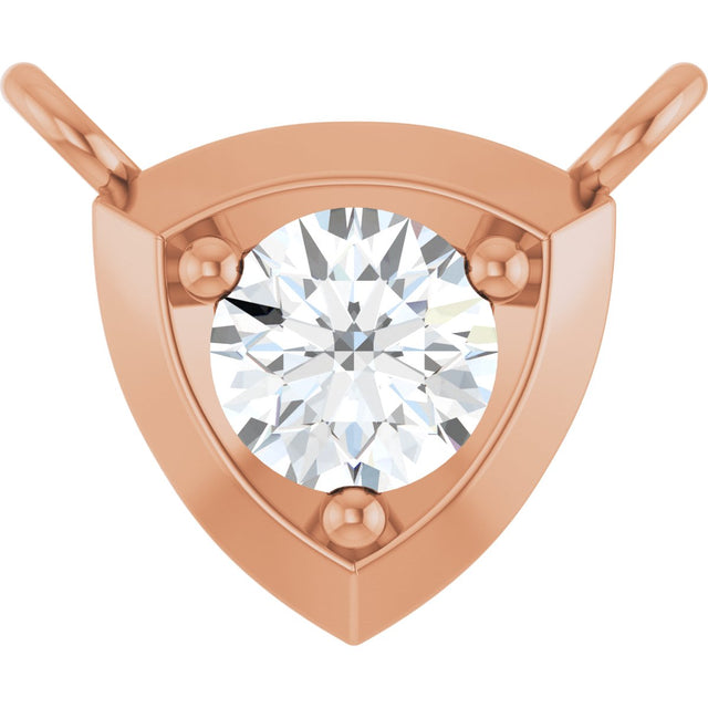 14K Gold Round Natural Diamond Solitaire Necklace – up to 1/10 CTW - Rose Gold