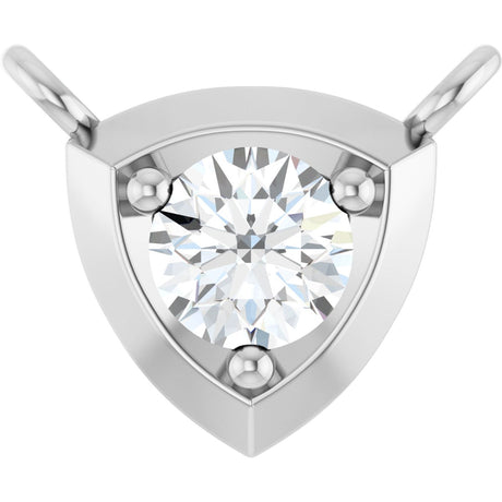 14K Gold Round Lab-Grown Diamond Solitaire Necklace – up to 1/10 CTW - White Gold