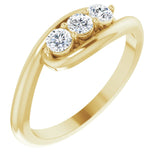 14K Gold Round Natural Diamond Three-Stone Bypass Ring II - Yellow Gold