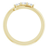 14K Gold Round Natural Diamond Three-Stone Bypass Ring II - Yellow Gold - view 2