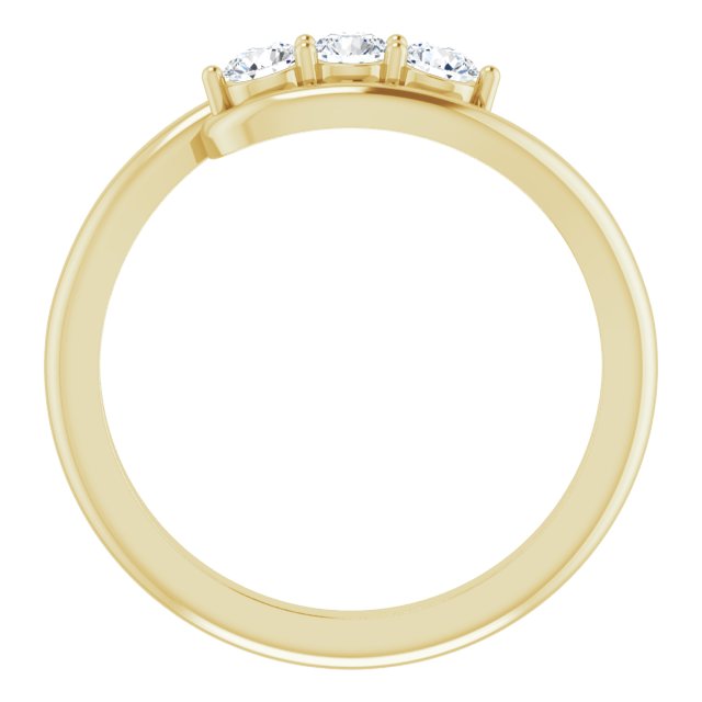 14K Gold Round Natural Diamond Three-Stone Bypass Ring II - Yellow Gold - view 2