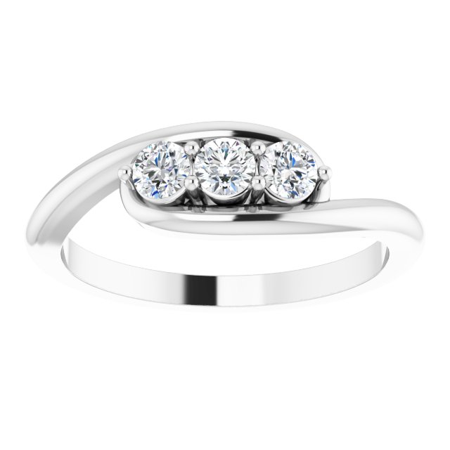 Platinum Round Natural Diamond Three-Stone Bypass Ring II - view 3