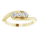 14K Gold Round Natural Diamond Three-Stone Bypass Ring II - Yellow Gold - view 3