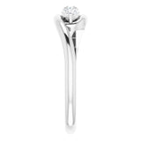 14K Gold Round Natural Diamond Three-Stone Bypass Ring II - White Gold - view 4
