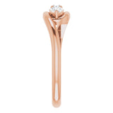 14K Gold Round Natural Diamond Three-Stone Bypass Ring II - Rose Gold - view 4