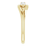 14K Gold Round Natural Diamond Three-Stone Bypass Ring II - Yellow Gold - view 4