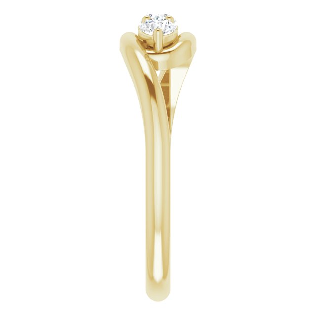 14K Gold Round Natural Diamond Three-Stone Bypass Ring II - Yellow Gold - view 4