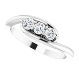 Platinum Round Natural Diamond Three-Stone Bypass Ring II - view 5