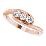 14K Gold Round Natural Diamond Three-Stone Bypass Ring II - Rose Gold - view 5